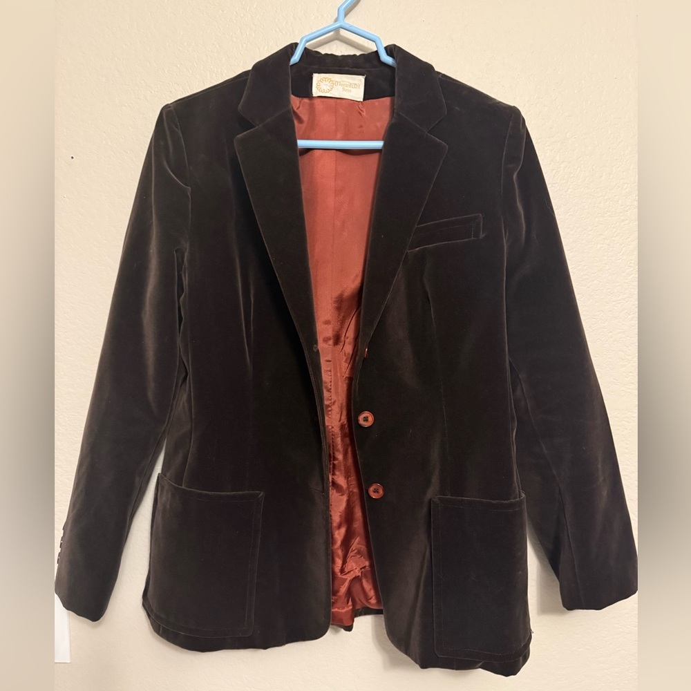 Vintage Brown Velvet Blazer with Rust Lining
